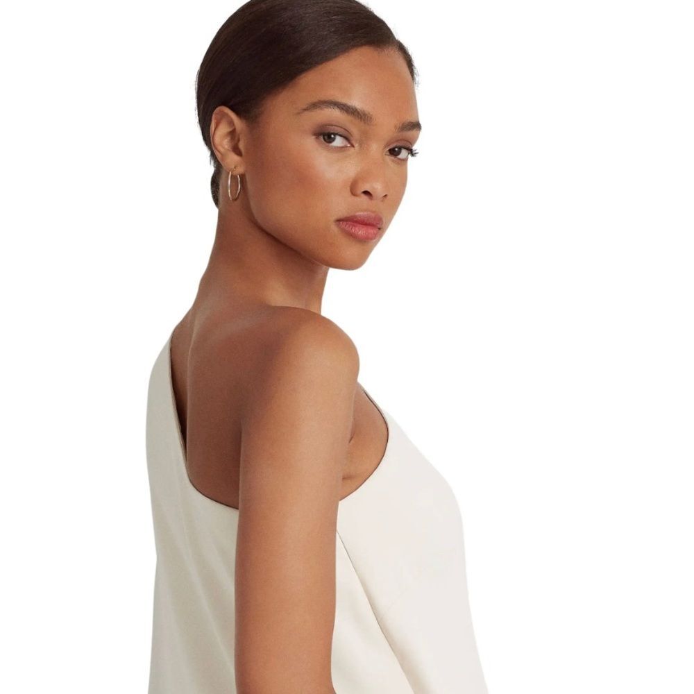 Lauren Ralph Lauren Cape One-Shoulder Jumpsuit in Cream, Size 10 Retail $265 - Picture 4 of 13